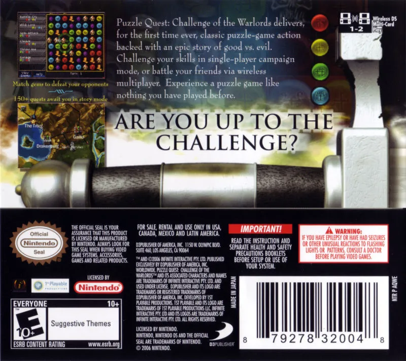 Puzzle Quest: Challenge of the Warlords box back