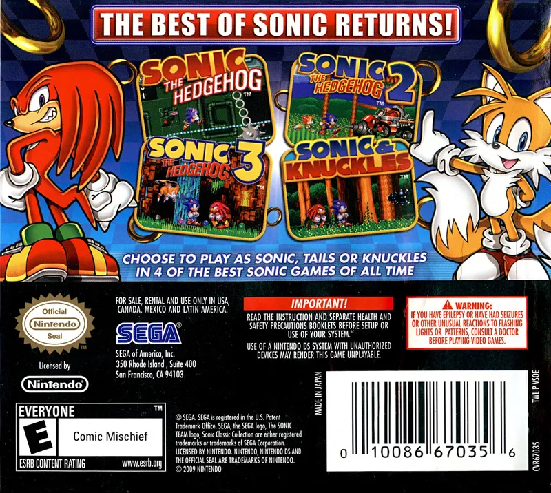 Sonic Classic Collection box back