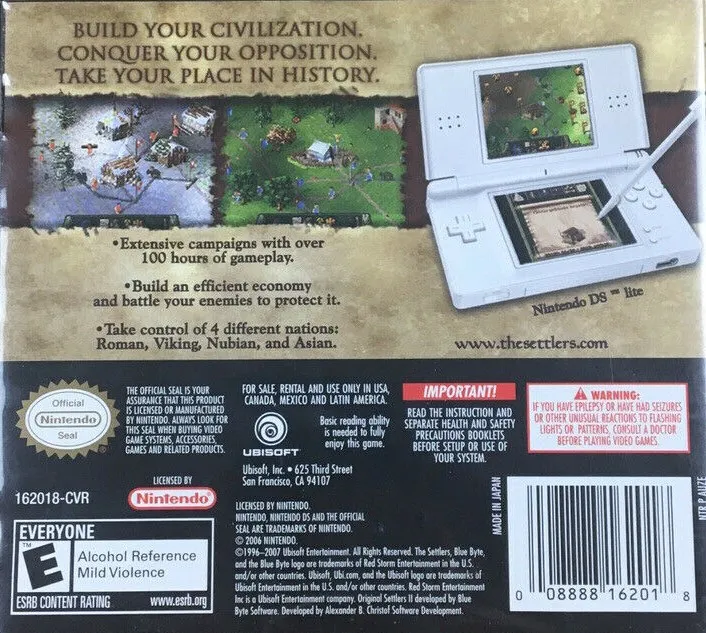 The Settlers box back