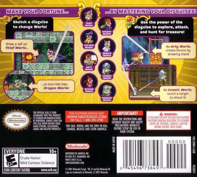Wario: Master of Disguise box back