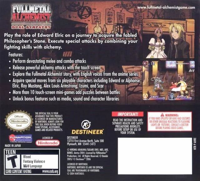 Fullmetal Alchemist: Dual Sympathy box back