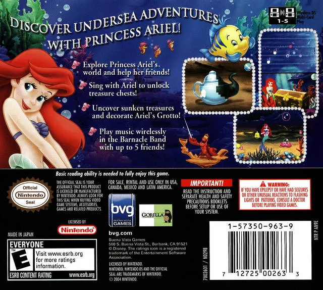The Little Mermaid: Ariel's Undersea Adventure box back