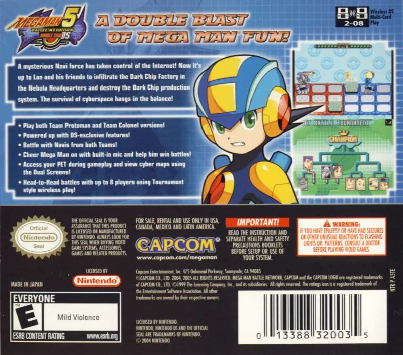 Mega Man Battle Network 5: Double Team DS box back