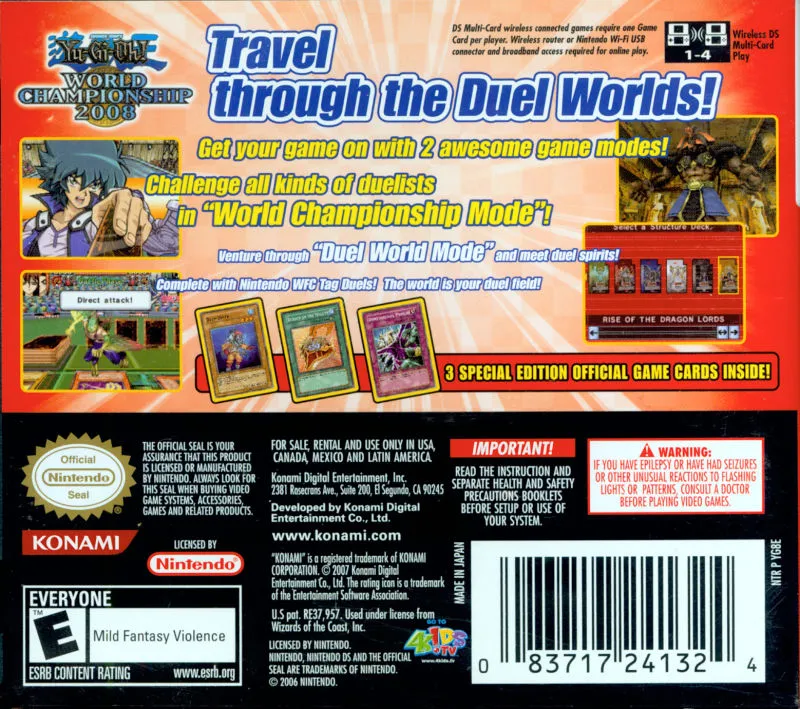 Yu-Gi-Oh! World Championship 2008 box back