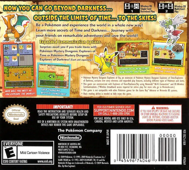 Pokémon Mystery Dungeon: Explorers of Sky box back