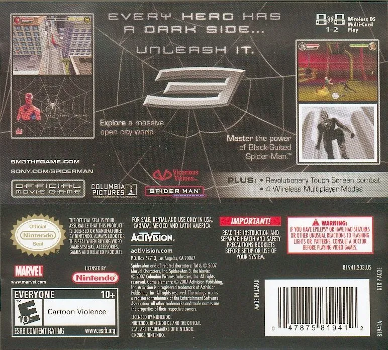 Spider-Man 3 box back