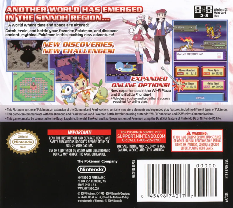 Pokémon Platinum Version box back