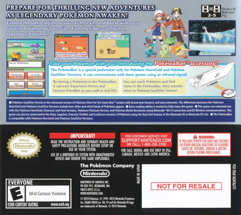 Pokémon SoulSilver Version box back