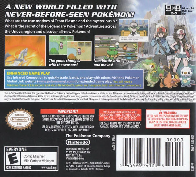 Pokémon Black Version box back