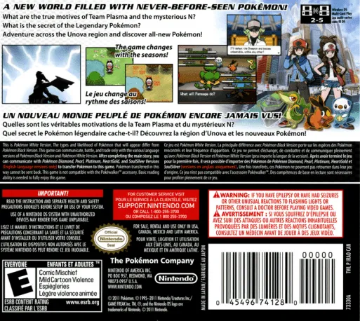 Pokémon White Version box back