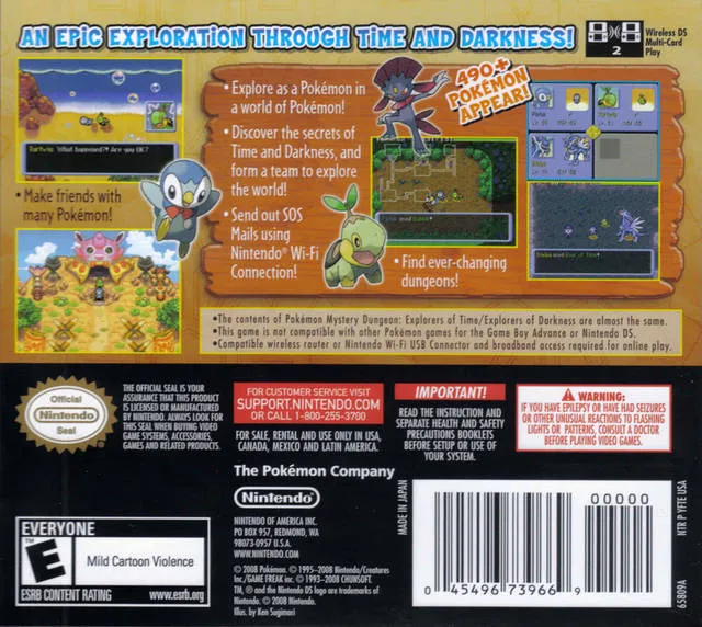 Pokémon Mystery Dungeon: Explorers of Time box back