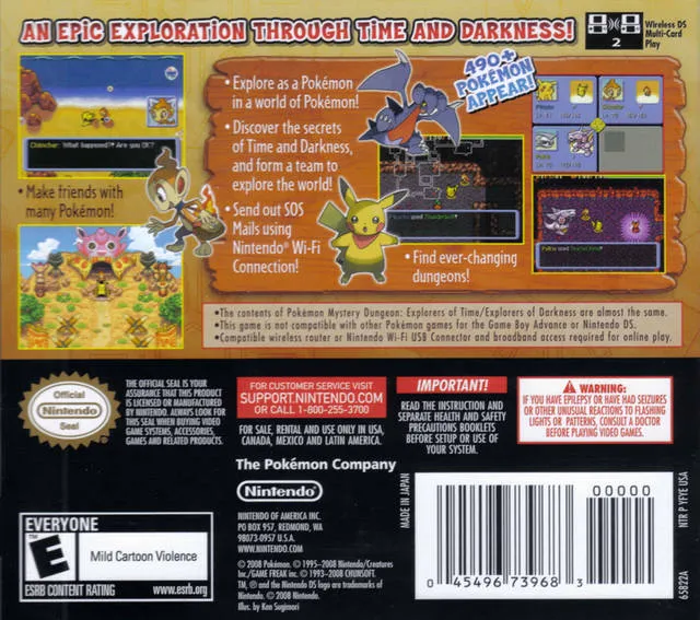 Pokémon Mystery Dungeon: Explorers of Darkness box back