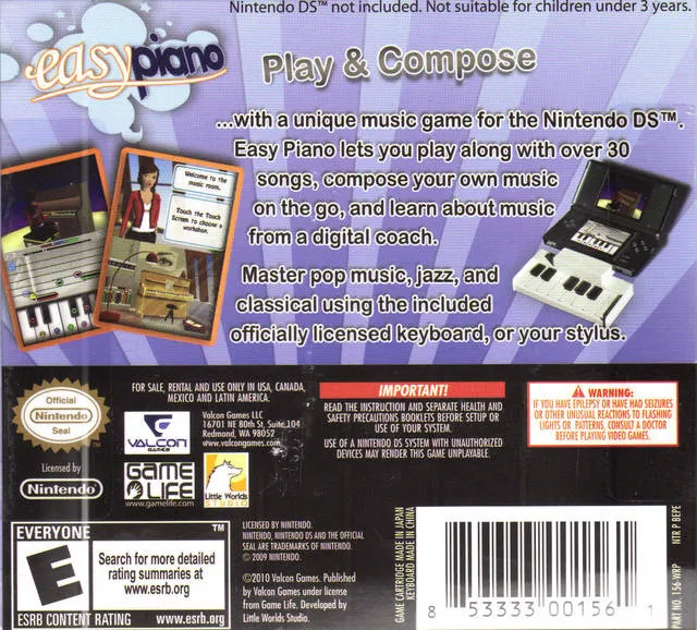 Easy Piano box back