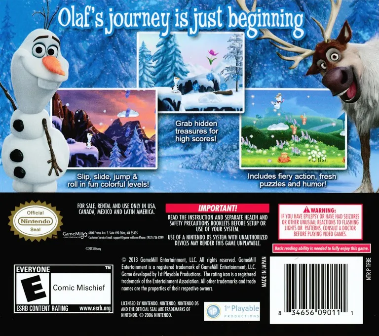 Disney Frozen: Olaf's Quest box back