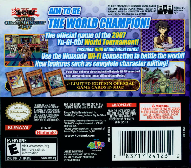 Yu-Gi-Oh! World Championship 2007 box back