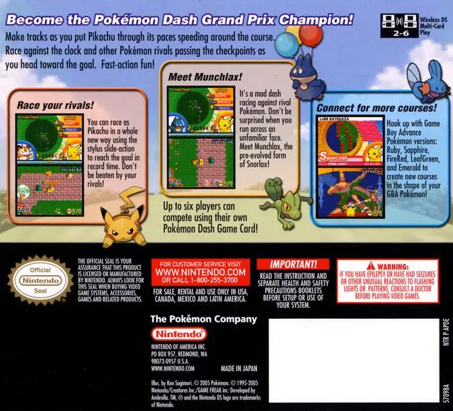 Pokémon Dash box back