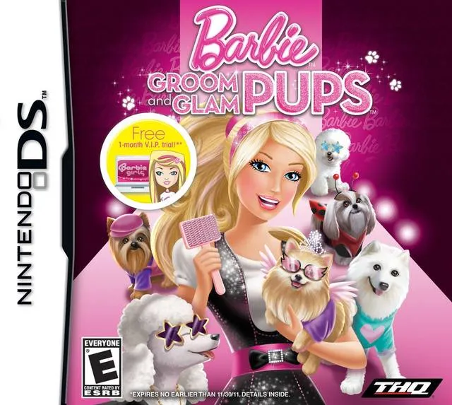 Barbie: Groom and Glam Pups cover art for Nintendo DS