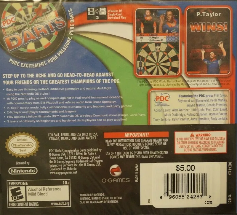 PDC World Championship Darts box back