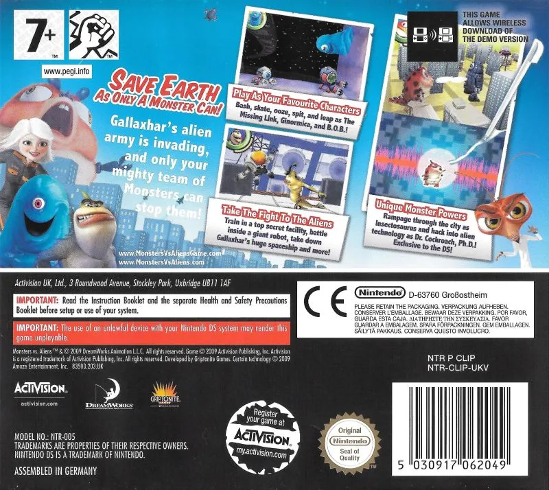 Monsters vs. Aliens box back