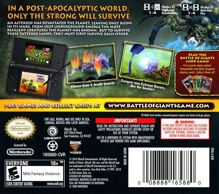 Battle of Giants: Mutant Insects box back