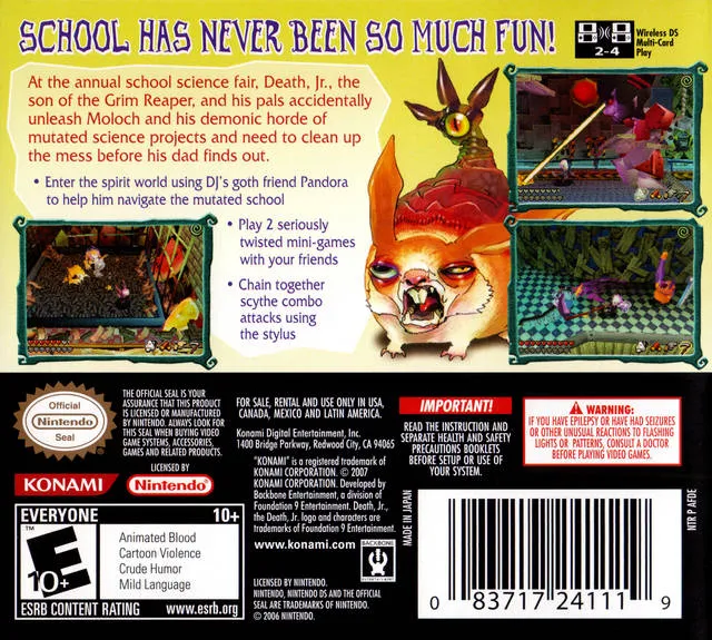 Death Jr. and the Science Fair of Doom box back