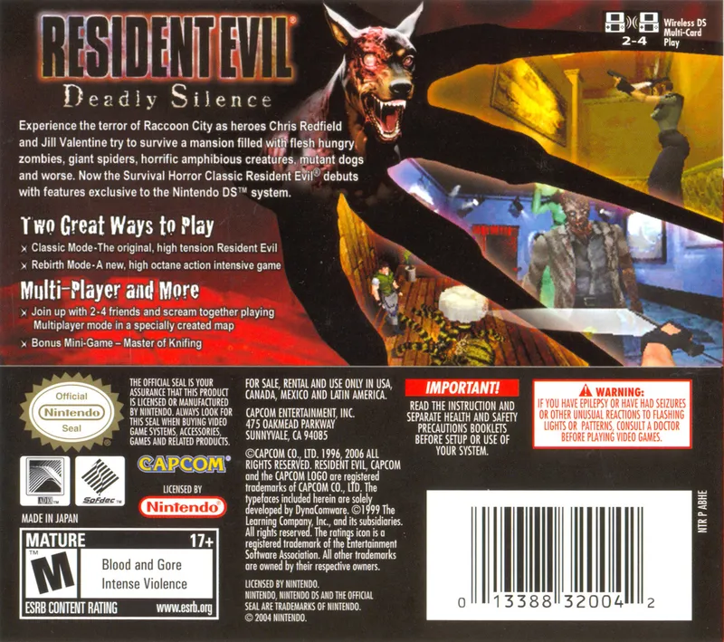 Resident Evil: Deadly Silence box back