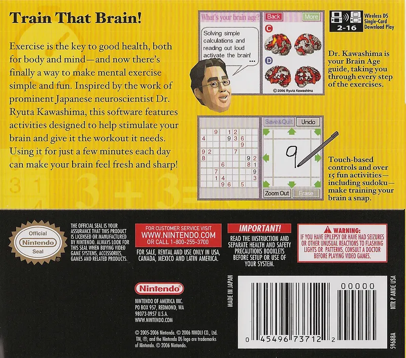 Brain Age: Train Your Brain in Minutes a Day! box back