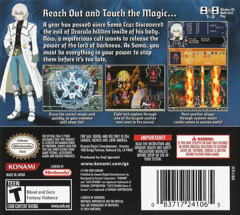 Castlevania: Dawn of Sorrow box back
