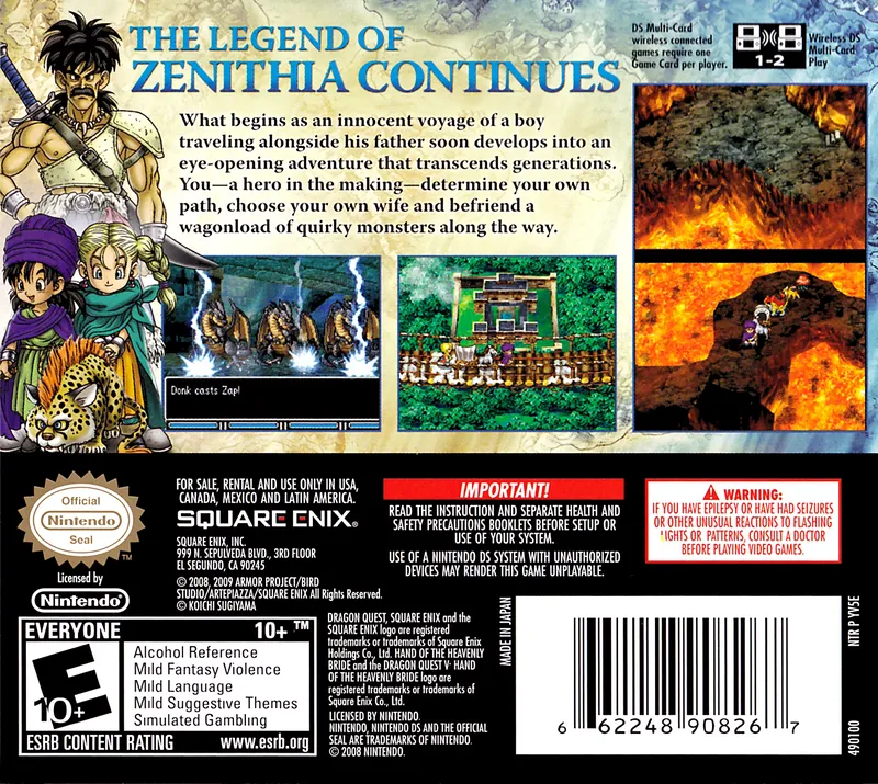 Dragon Quest V: Hand of the Heavenly Bride box back