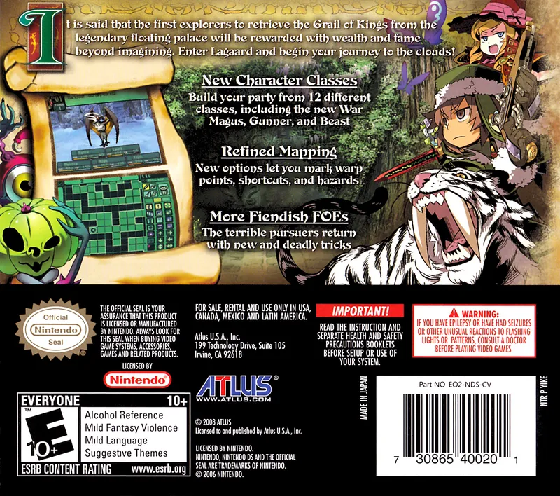 Etrian Odyssey II: Heroes of Lagaard box back