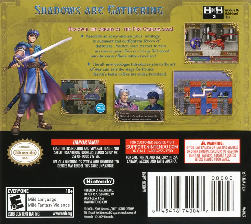 Fire Emblem: Shadow Dragon box back
