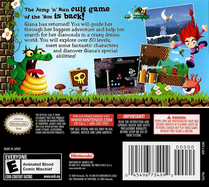 Giana Sisters DS box back