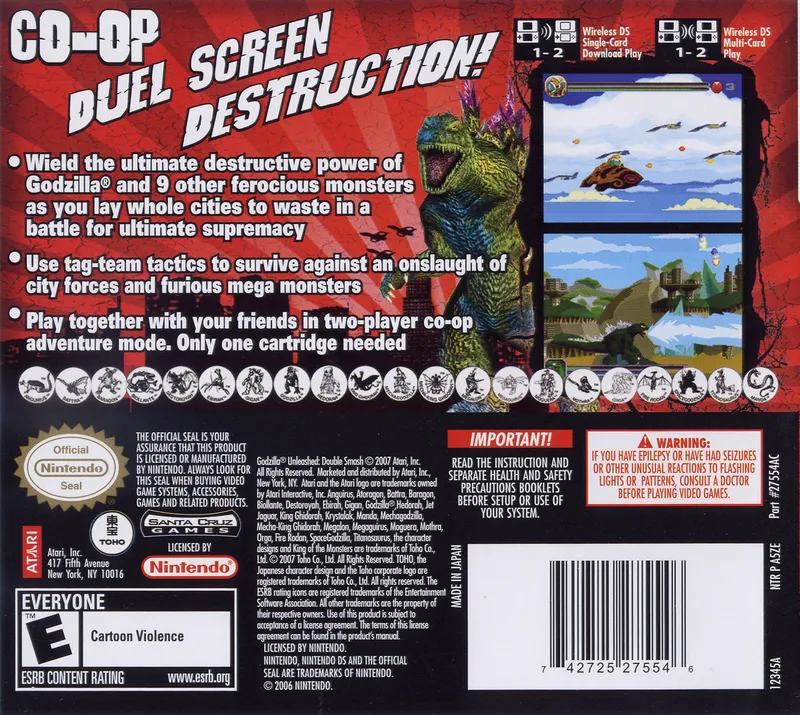 Godzilla Unleashed: Double Smash box back
