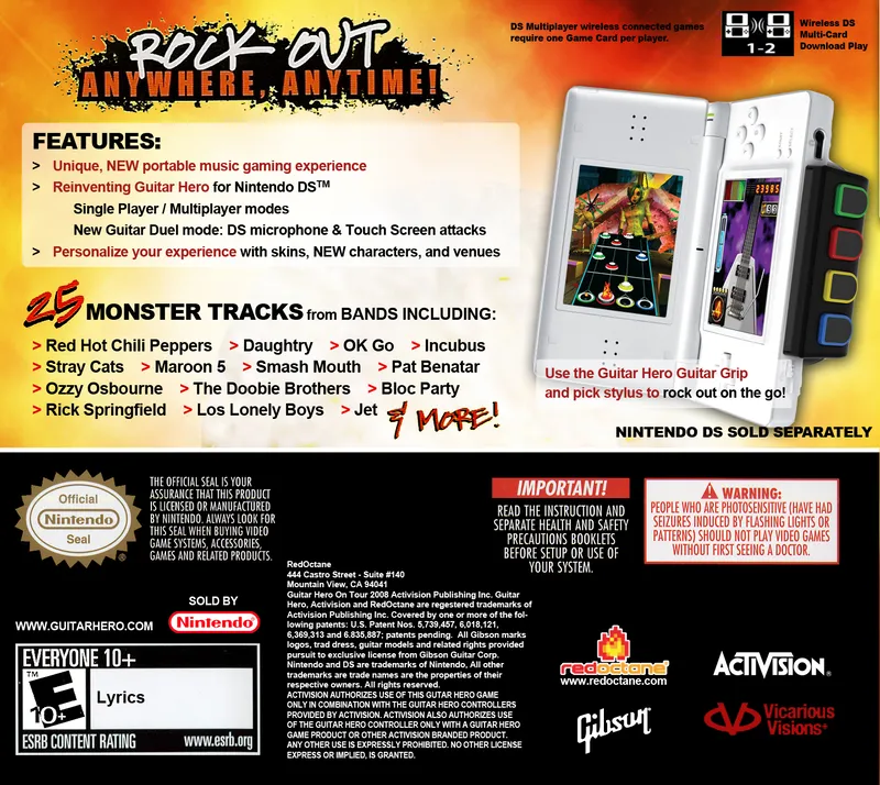 Guitar Hero: On Tour box back