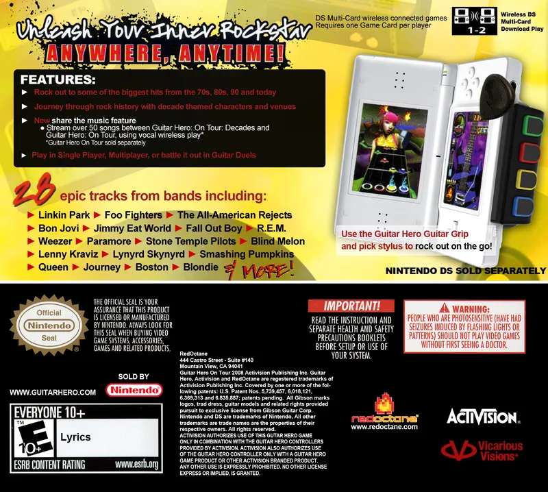 Guitar Hero: On Tour: Decades box back