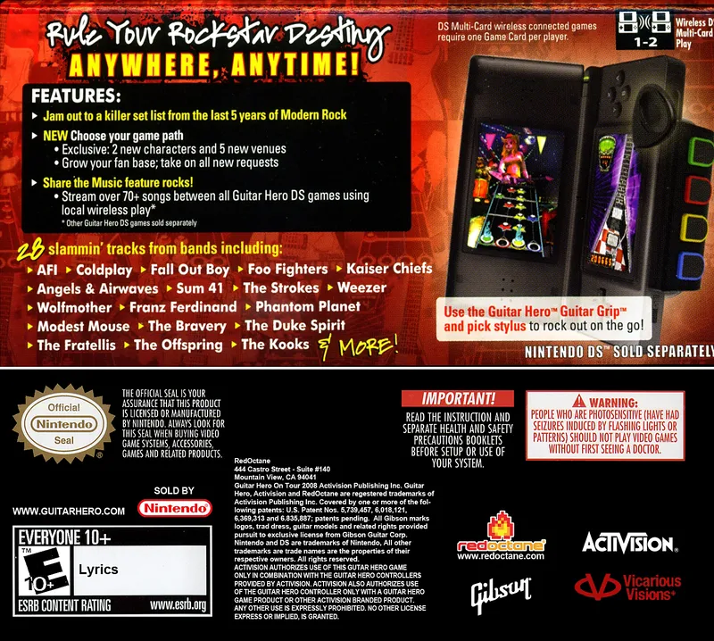 Guitar Hero On Tour: Modern Hits box back