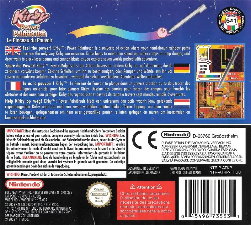 Kirby: Canvas Curse box back