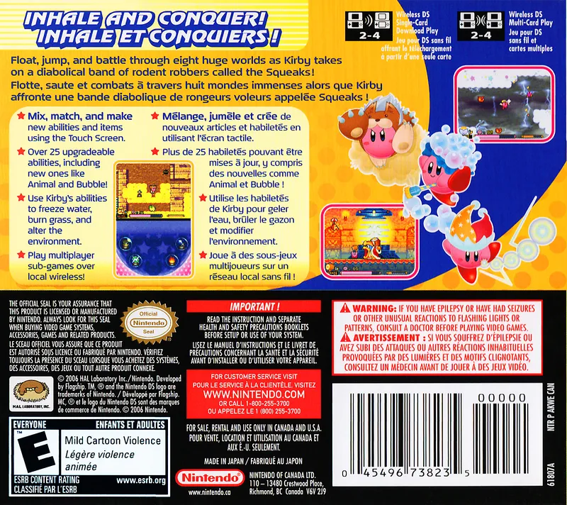 Kirby: Squeak Squad box back