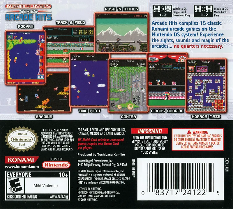 Konami Classics Series: Arcade Hits box back