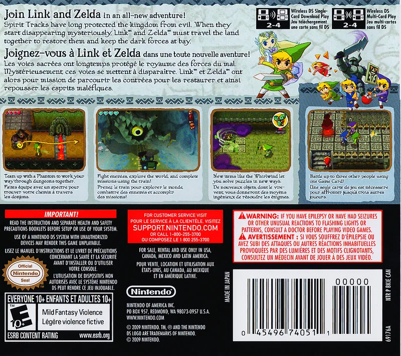 The Legend of Zelda: Spirit Tracks box back