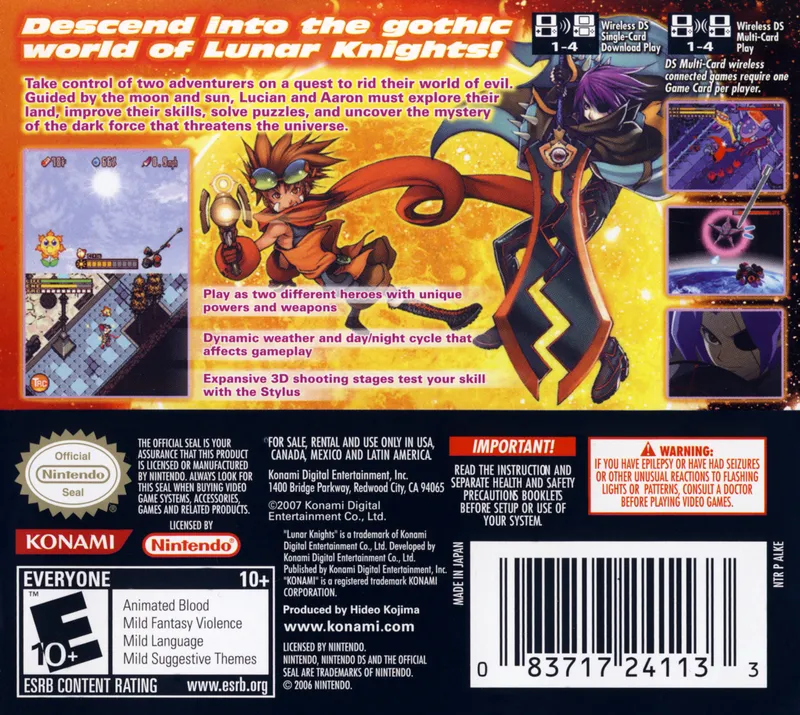 Lunar Knights box back