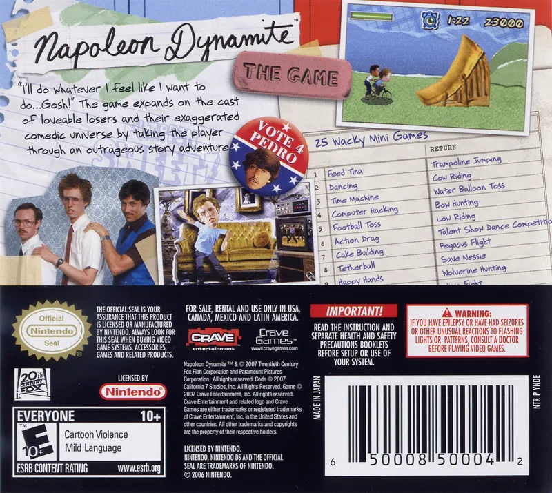Napoleon Dynamite: The Game box back