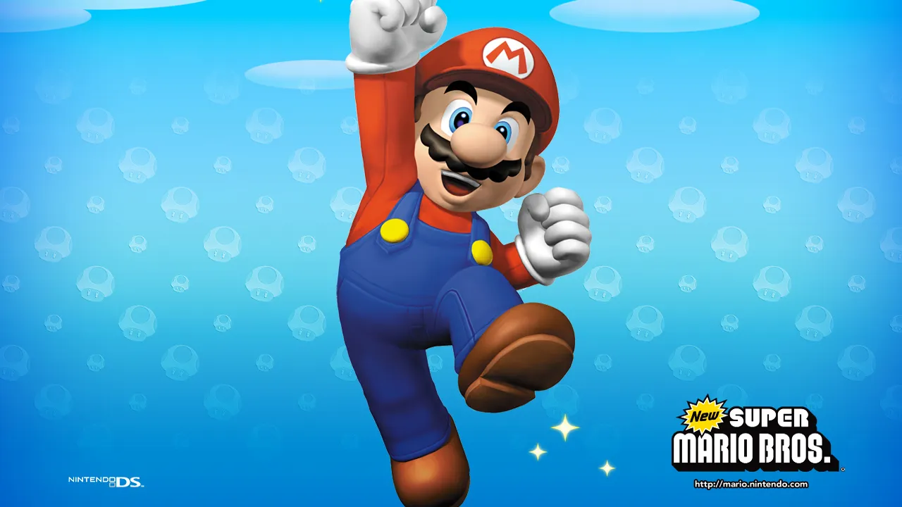 Backdrop artwork for New Super Mario Bros.