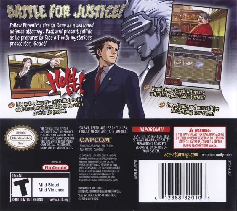 Phoenix Wright: Ace Attorney: Trials and Tribulations box back