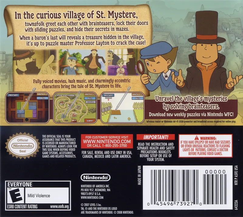 Professor Layton and the Curious Village box back