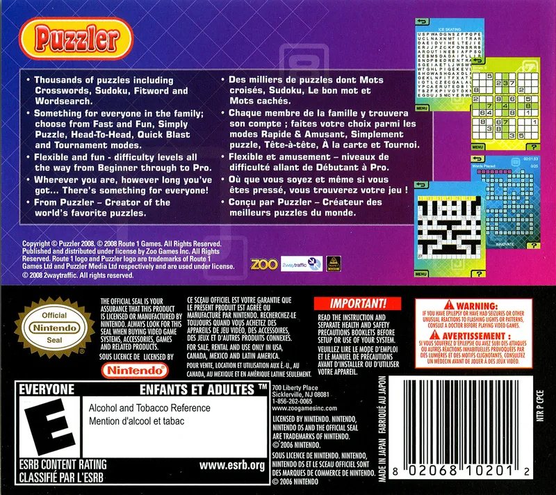 Puzzler Collection box back