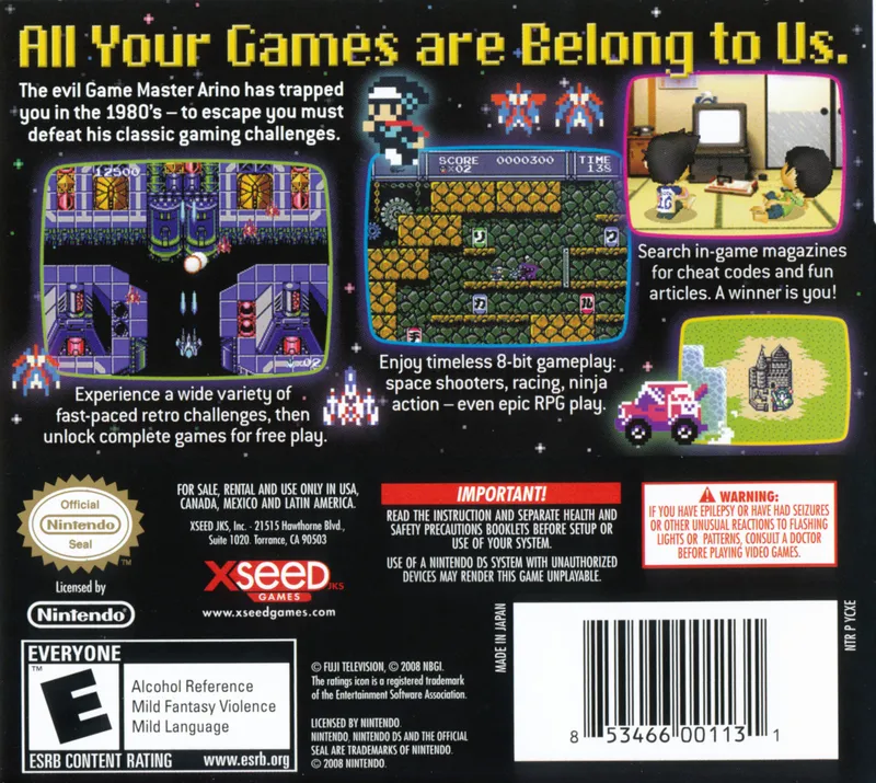 Retro Game Challenge box back