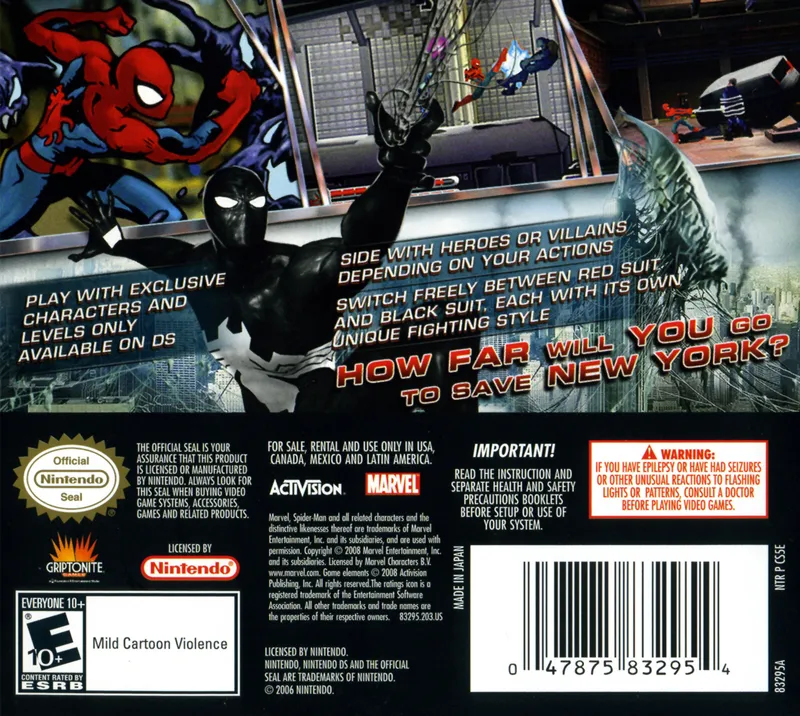 Spider-Man: Web of Shadows box back