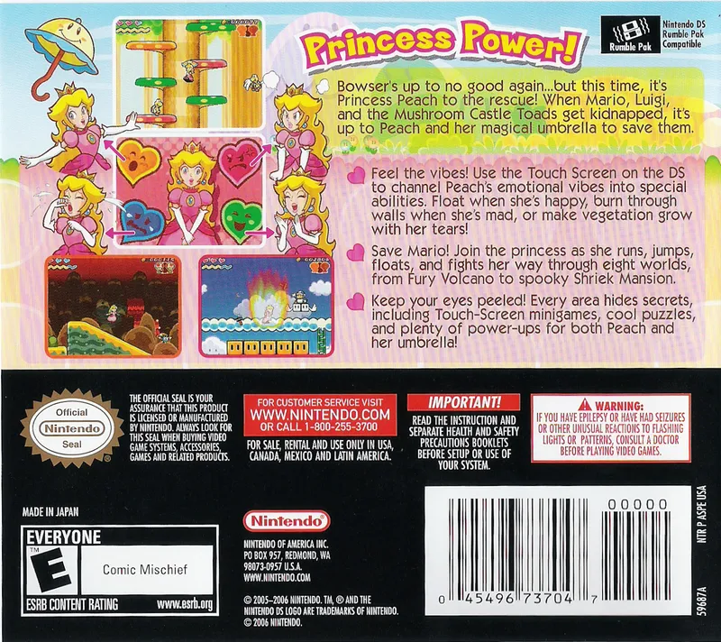 Super Princess Peach box back
