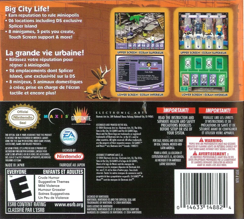 The Urbz: Sims in the City box back